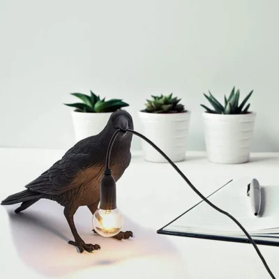 Resin Lucky Bird Crow Table Lamp - Image 3