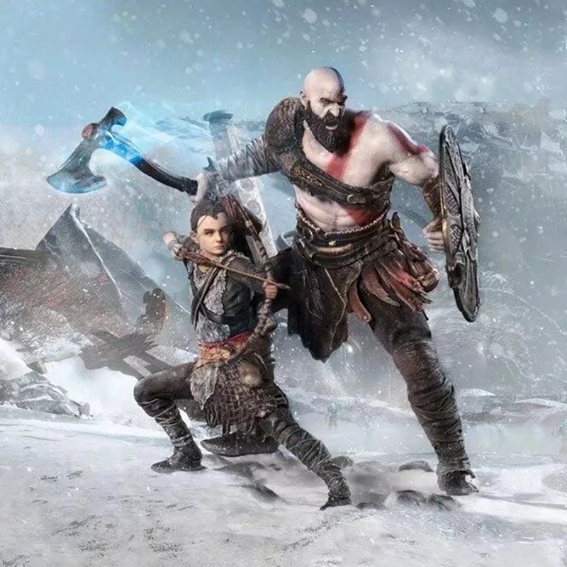 Kratos and Atreus Action Figure Ornament GK Statue