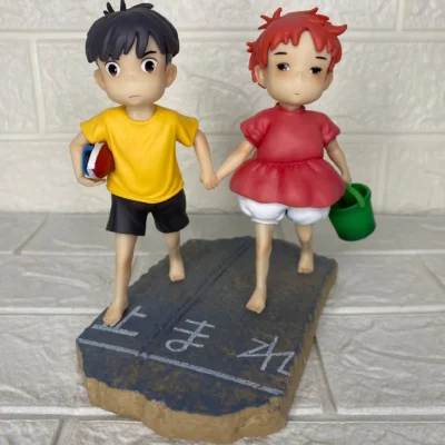 Ponyo and Sosuke with Holding Hands  - 16CM Anime Statue Handmade